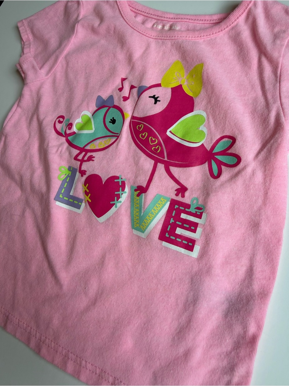 24M Pink Tee with Colorful Love Birds Graphic